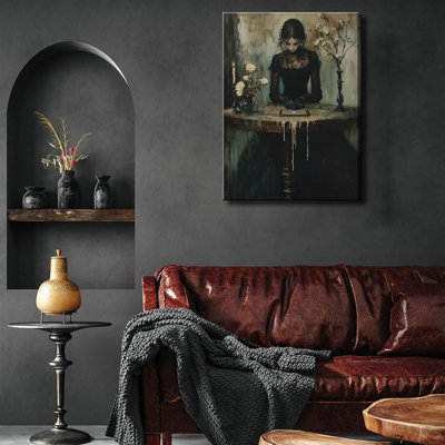 Dark Academia Canvas Wall Art Gothic Victorian Woman Painting Picture Wall Decor Moody Occult Botanical Aesthetic Poster Print Artwork For Gallery Living Room Bedroom Home Decoration