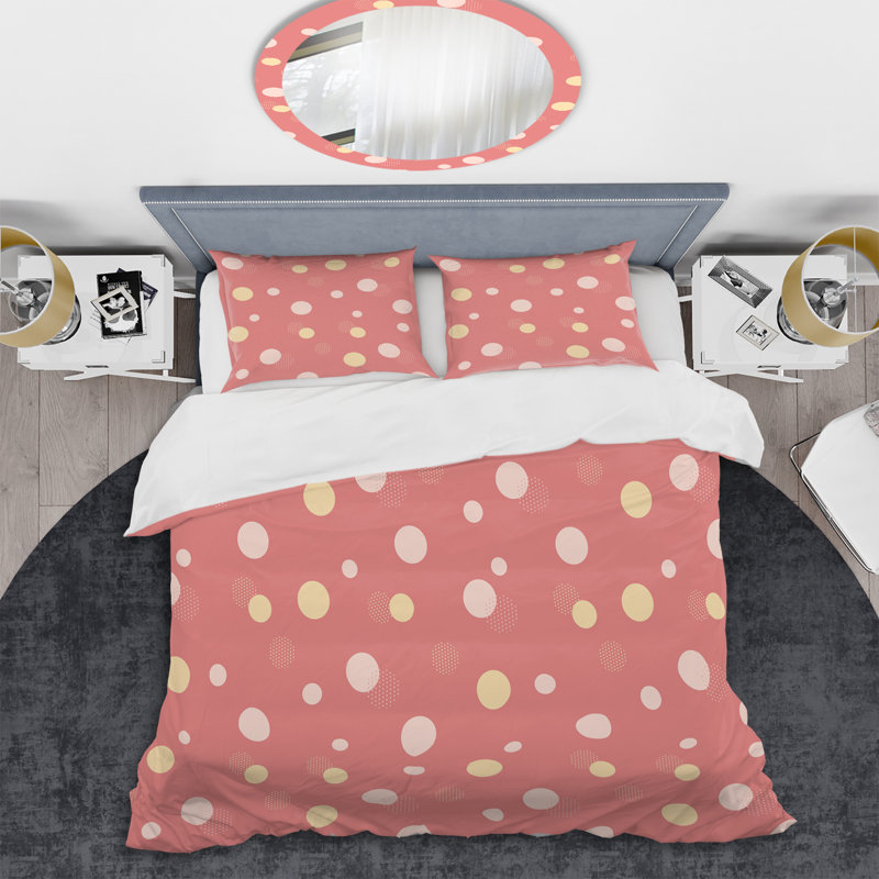 Peach Circle Pattern Dots Duvet Cover