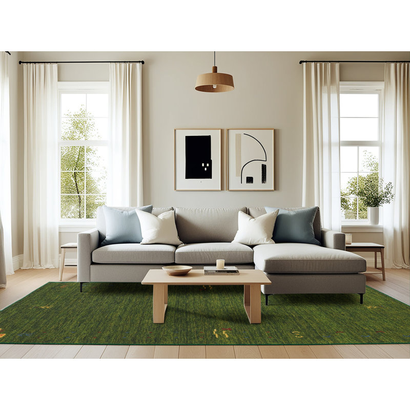 Tapis de zone vert contemporaine, Rectangle 6 pi x 9 pi