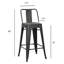 Ensemble de 2 tabourets de bar industriels, sièges de bar en métal d'une hauteur de 30 pouces avec dossier baquet, finition noire-130633193-130633195-130633196