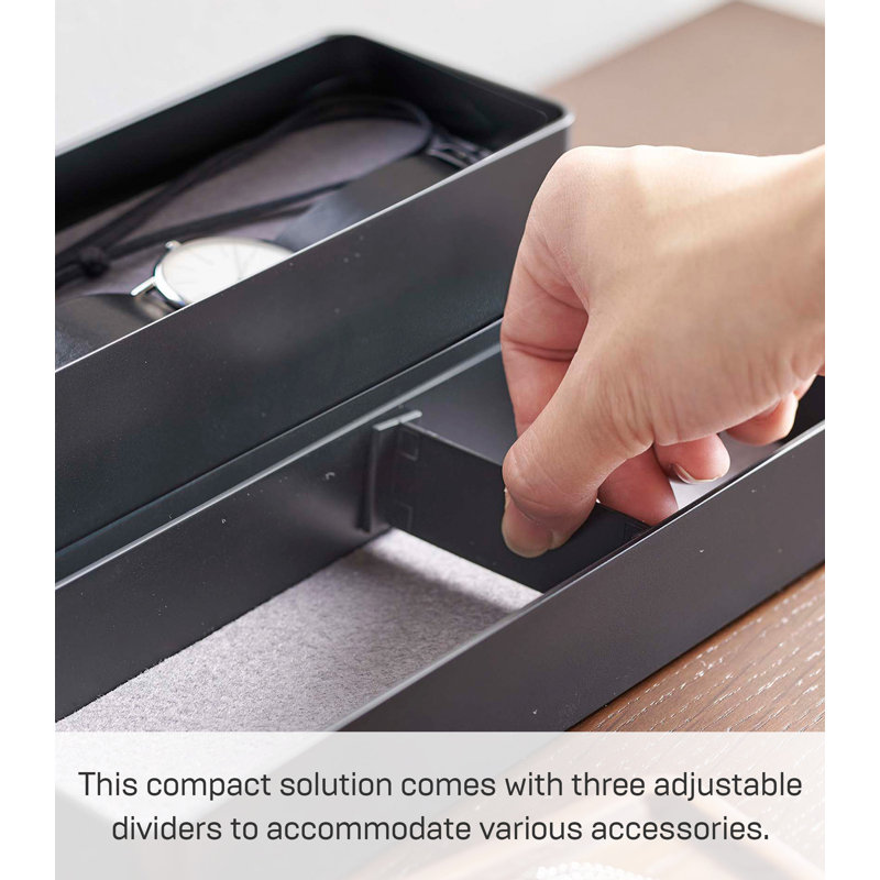 Black and Medium Wood Stacking Jewelry Box with Tray