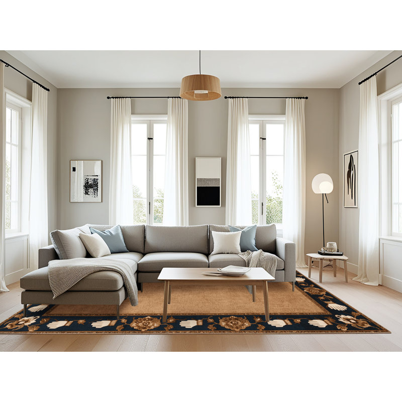 Machine Washable French Brown Area Rug, Rectangle 8' x 12'