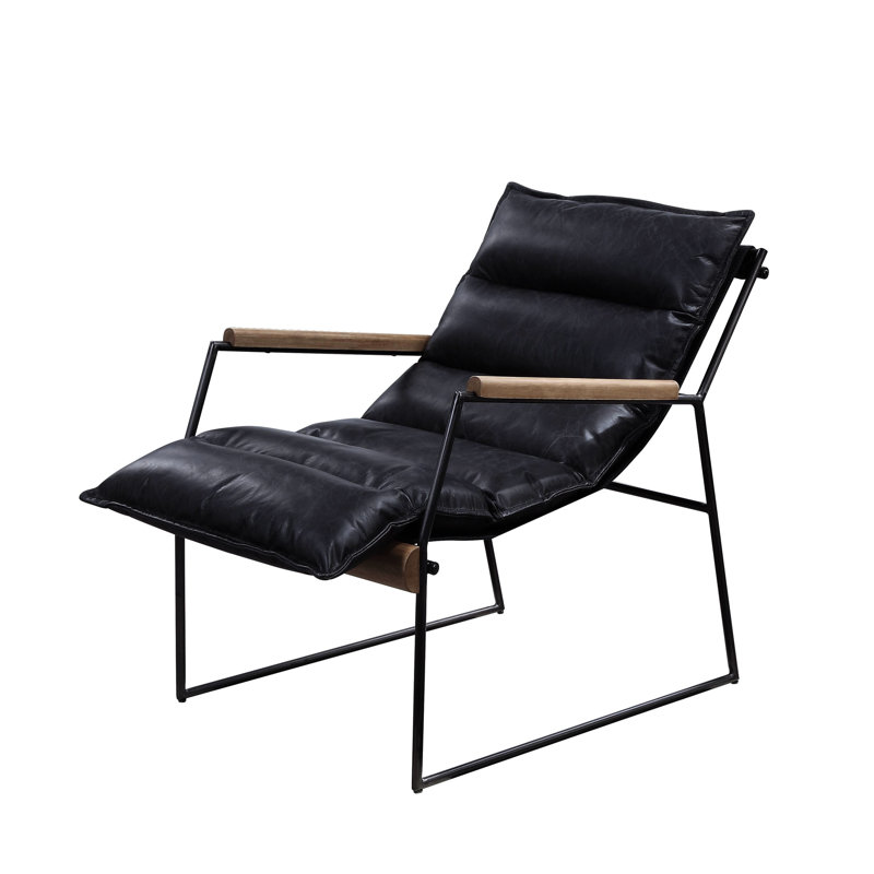 Chaise d'appoint en fer mat avec siège en cuir - Base luge