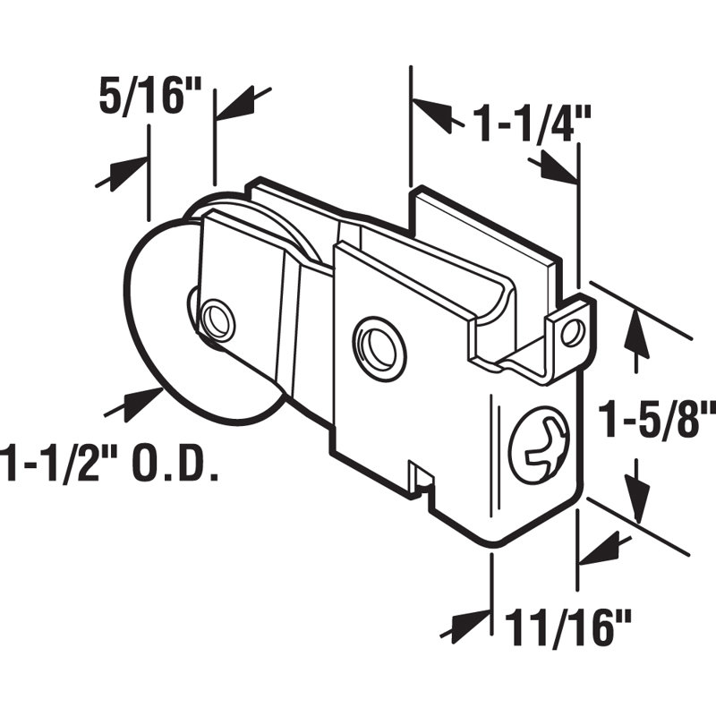 Single 1-1/2 in. Nylon Ball Bearing Roller, F-Tab Style, Adjustable (Single Pack)