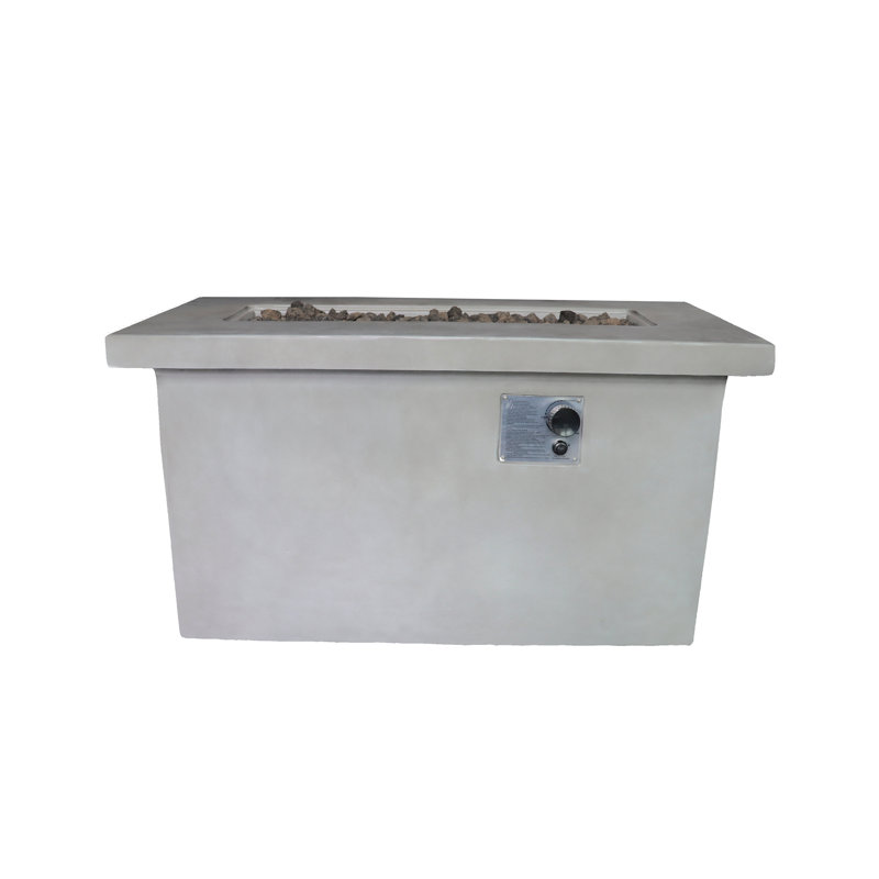 24'' H Concrete Propane/Natural Gas Outdoor Fire Pit Table, Light Gray