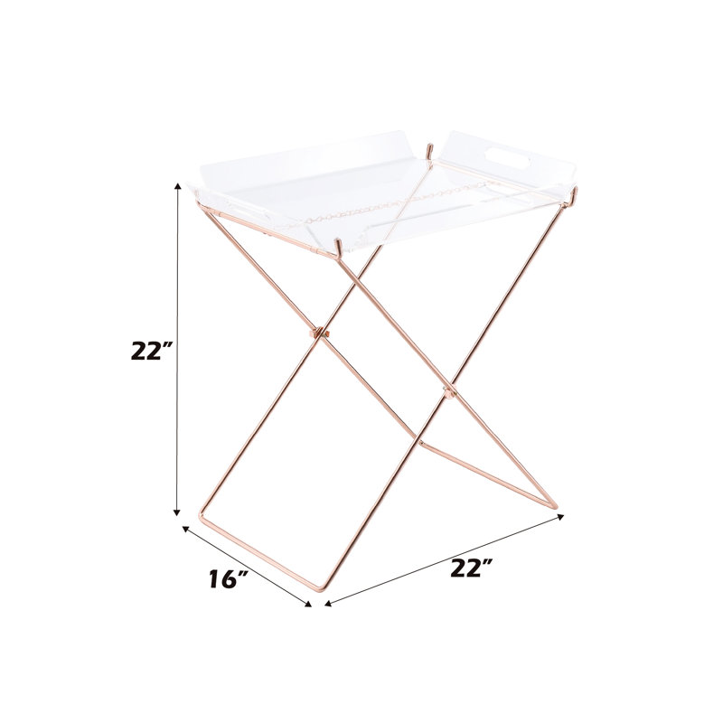 Table rectangulaire non pliable en acrylique transparent avec base en forme de «X» en métal de 8 mm et plateau amovible de 5 mm, largeur de 22 po, hauteur, profondeur de 16 po, poids du tube de 100 lb, capacité