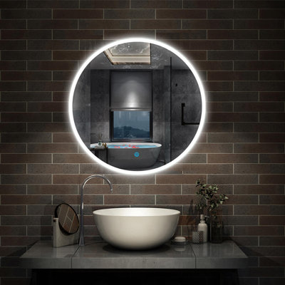 Decorative Round Bathroom Mirror With LED Lights 600X600