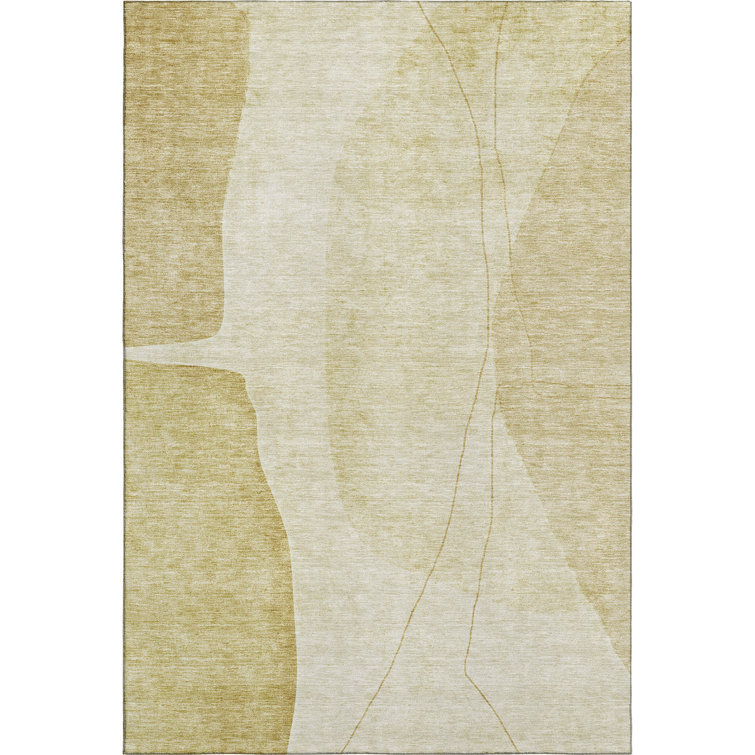 Premium Machine Washable Prisco Gold Rug