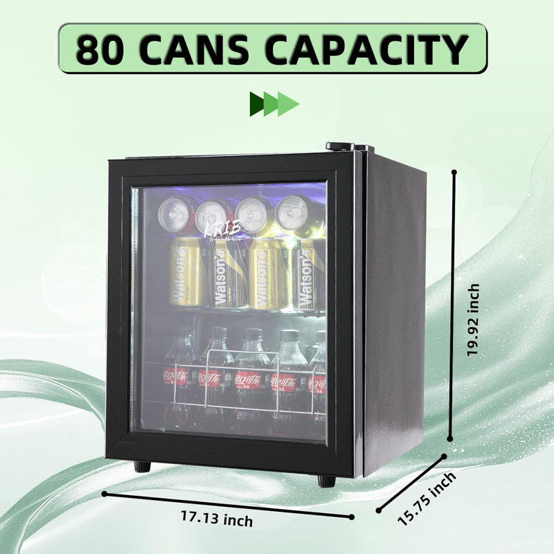 17"W 60 Cans 1.6 Cubic Feet Freestanding Mini Beverage Refrigerator