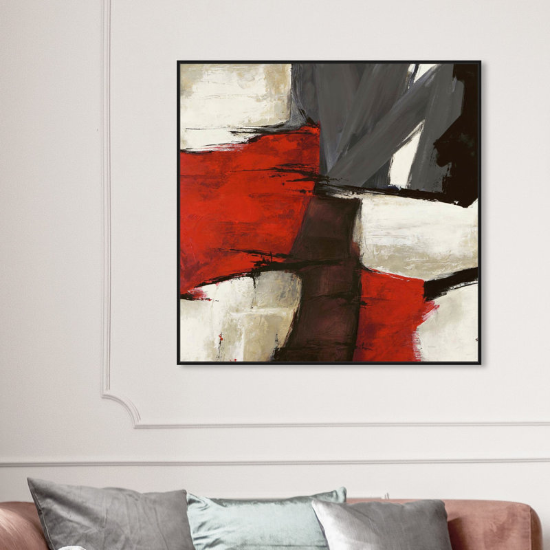 Abstrait Sai - Rubrum - impression sur toile tendue, Toile avec cadre, H 40 po x l 40 po, Noir