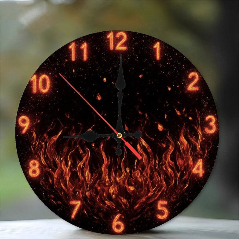 Horloge de feu avec chiffres en feu