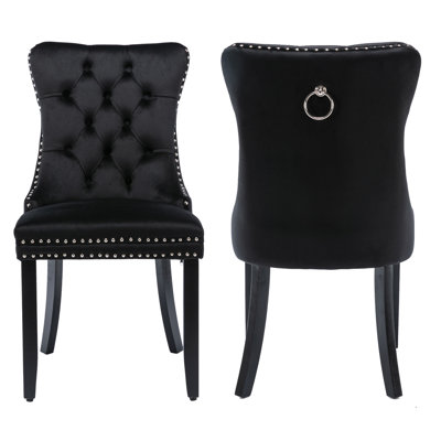 Geralyn Tufted Velvet Wing Back Side Chair Dining Chair