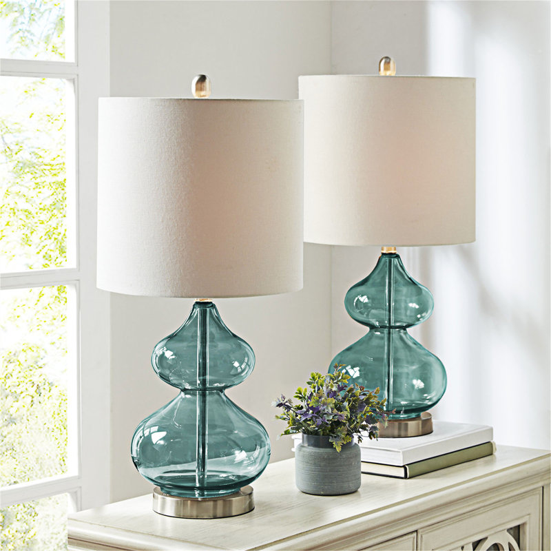 Ensemble de 2 lampes de table incurvées en verre, design élégant et moderne