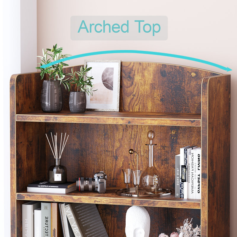5-Shelf Multi-Functional Modern Wood Bookcase,, Brown