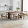 Modern Dining Table Set, Rectangular Walnut Dining Table And Upholstered Barrel Back Dining Chair With Solid Wood Frame For Dining Room/Kitchen