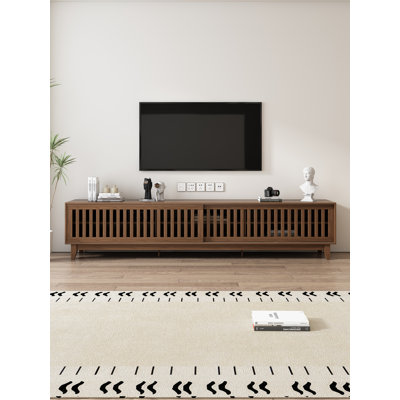 94.48" Walnut Tv Stand Entertainment Center Storage Shelves With Ample Storage – Stylish Entertainment Center For Living Room Or Bedroom