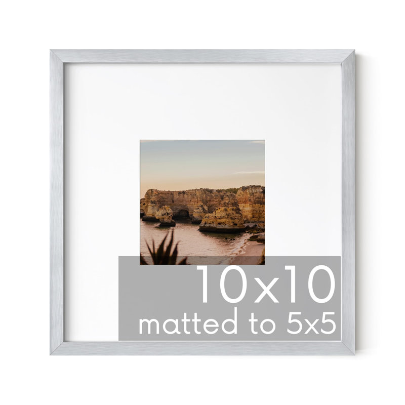 Ensemble de cadres photo carrés en métal mat (ensemble de 1), Argent, L 10 po x H 10 po