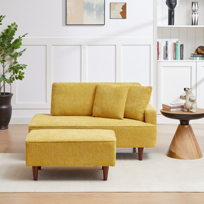 Chaise longue et tabouret rembourrés Mashawna