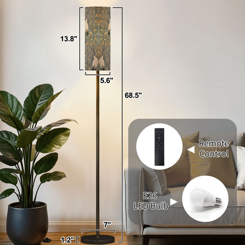 Lampe sur pied Vintage Crane Ornament Botanical Motifs Blue