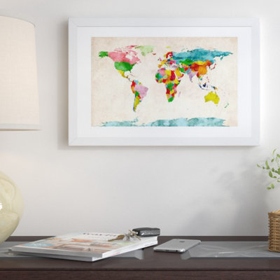 « world map aquarelles iii », impression