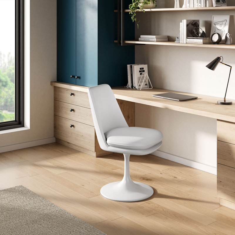 Chaise pivotante en cuir Lippa, Blanc, Blanc