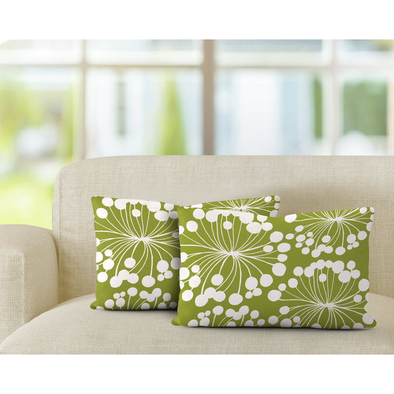 Polyester/Polyester Blend Lumbar Rectangular Indoor/Outdoor Pillow Cover & Insert, Chartreuse