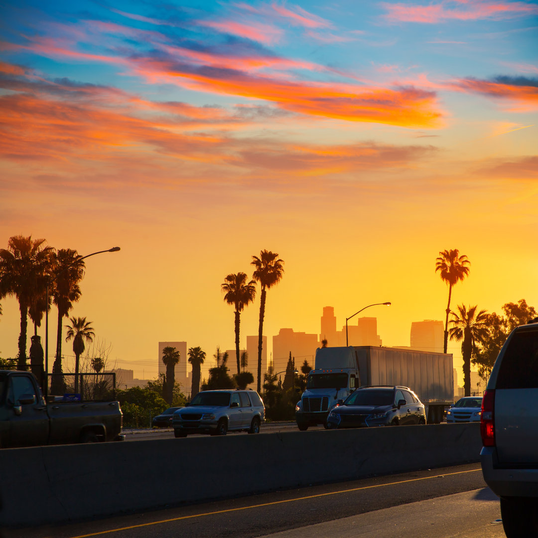 Los Angeles Sonnenuntergang von LUNAMARINA - Leinwandbild