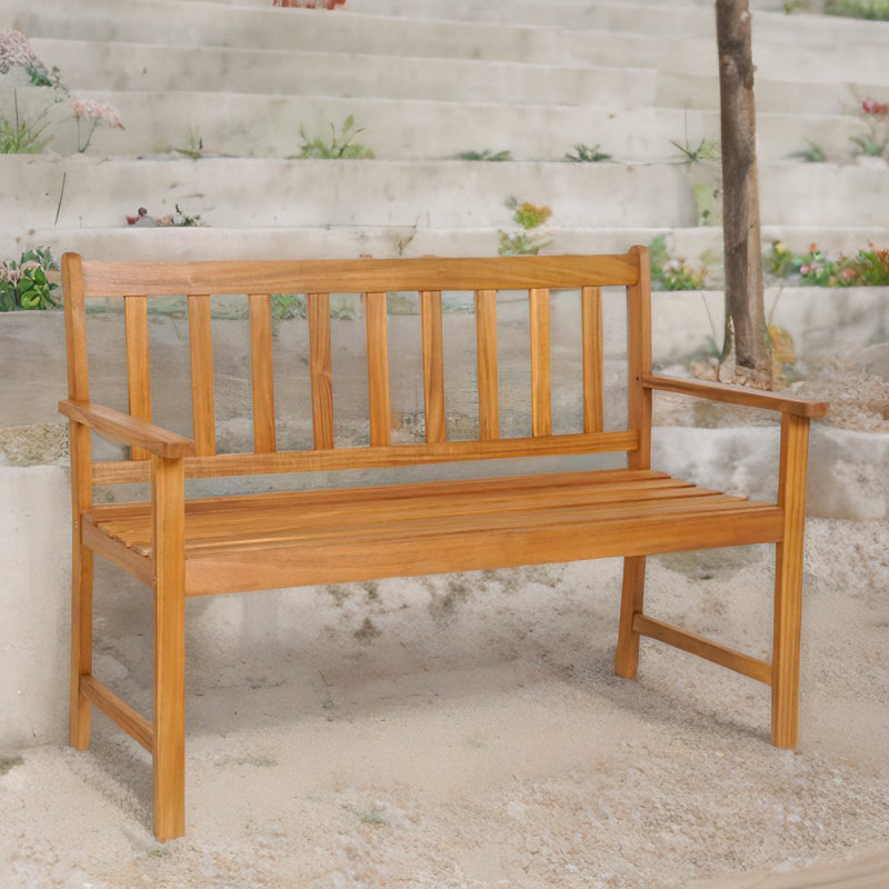 Wooden 2 Seater Garden Bench With Arm Rests