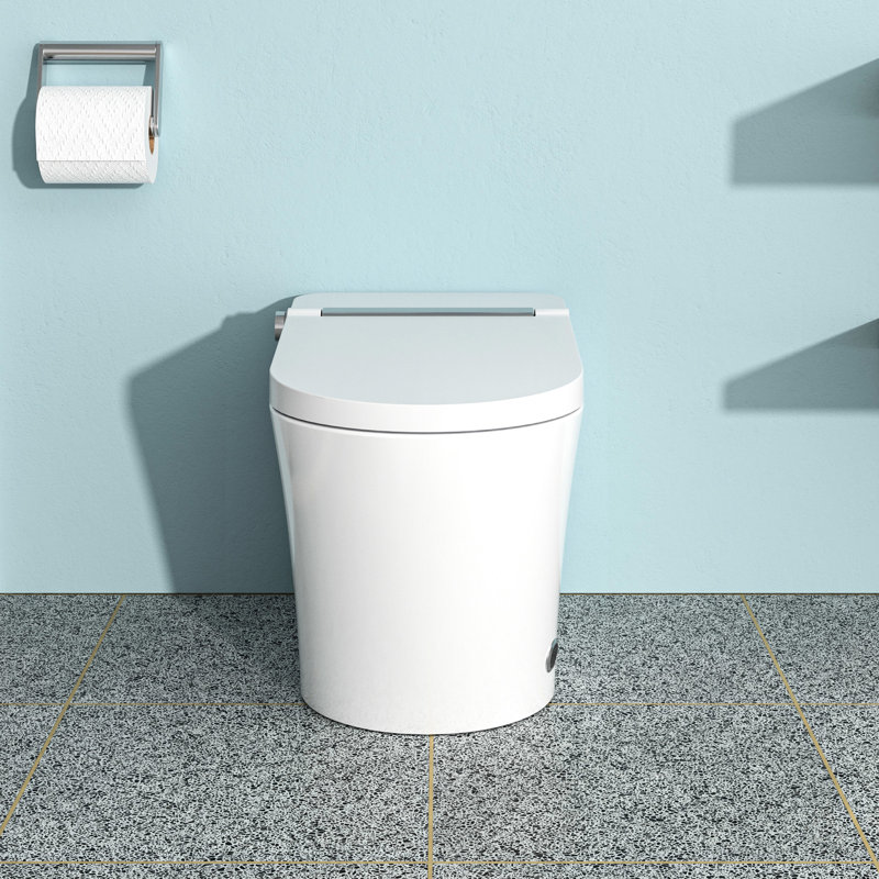 Toilette de bidet moderne et intelligente avec fonction - siège chauffant allongé, lavage à l'eau chaude, sécheuse, affichage à DEL, fonction avancée de nuit, chasse d'eau automatique