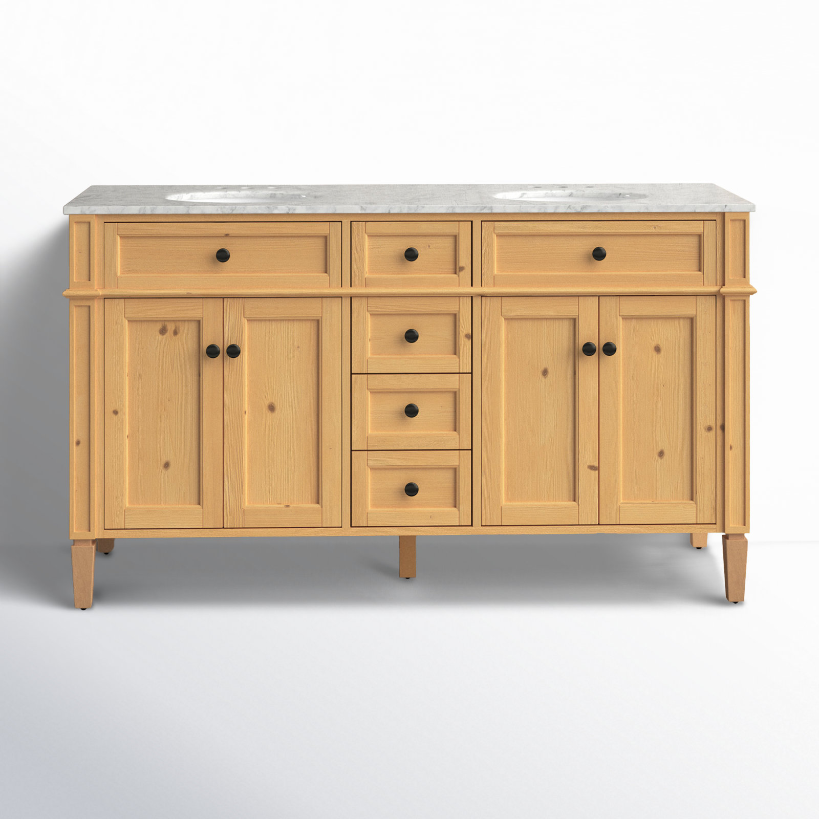 Rivers 60" Double Bathroom Vanity Set, Natural Wood