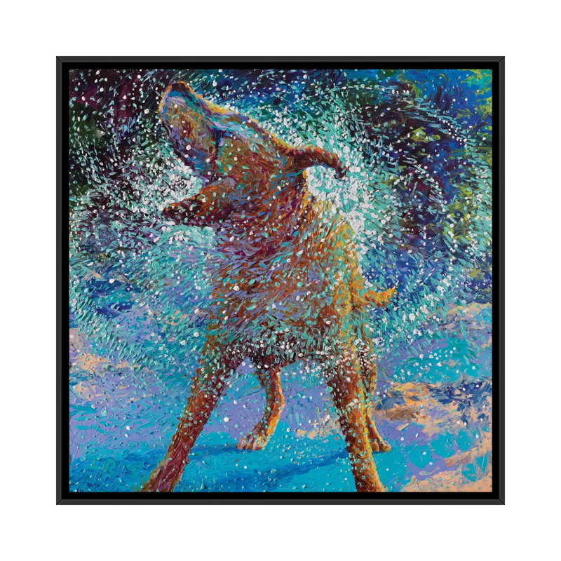 «Swimmin», reproduction d'art sur toile tendue, H 37 po x l 37 po x P 1,5 po, Toile avec cadre noir, Pas de tapis