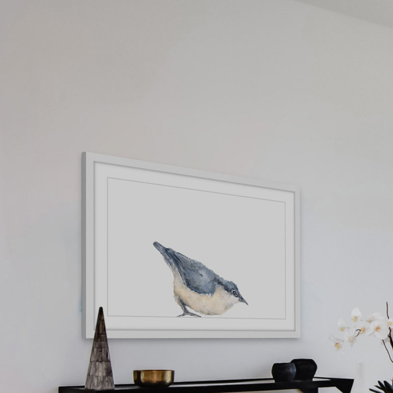 NUTHATCH Bird II par Thimble Sparrow-reproduction d’art sur papier encadrée, H 12 po x l 18 po x P 1,5 po