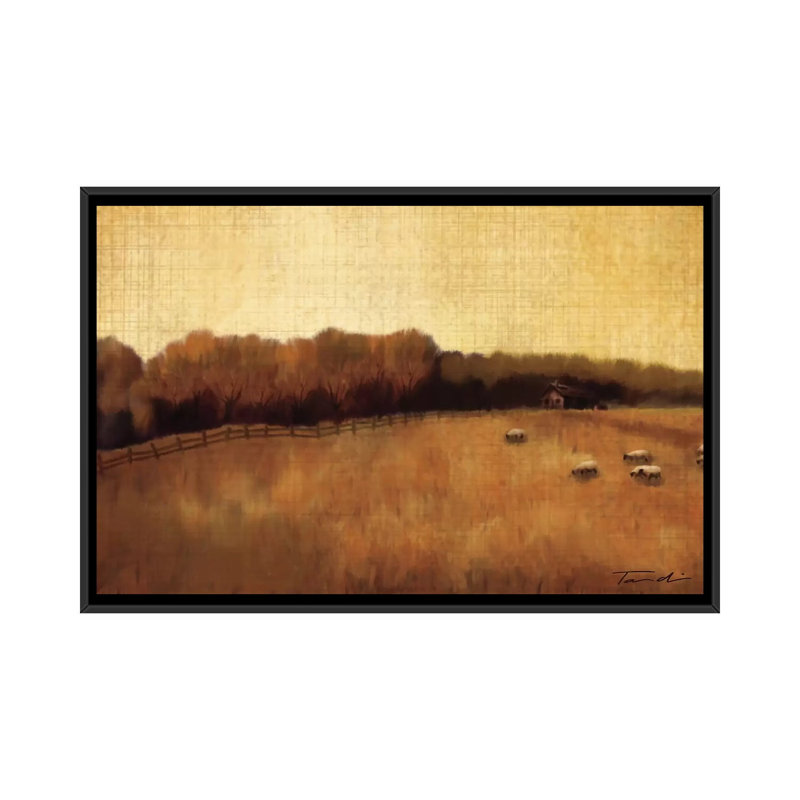 « open range ii », reproduction d’art sur toile tendue, H 18 po x l 26 po x P 1,5 po, Pas de tapis, Toile avec cadre noir