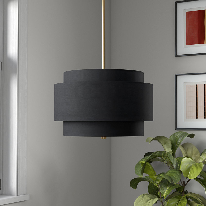 Solomon 2 - Light Drum Pendant, Black, Brass