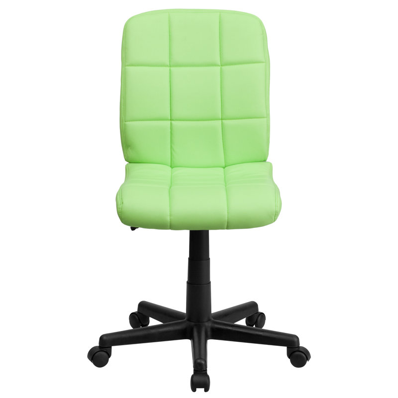 Chaise de bureau pivotante en vinyle Bonavant, Vert, Sans accoudoirs