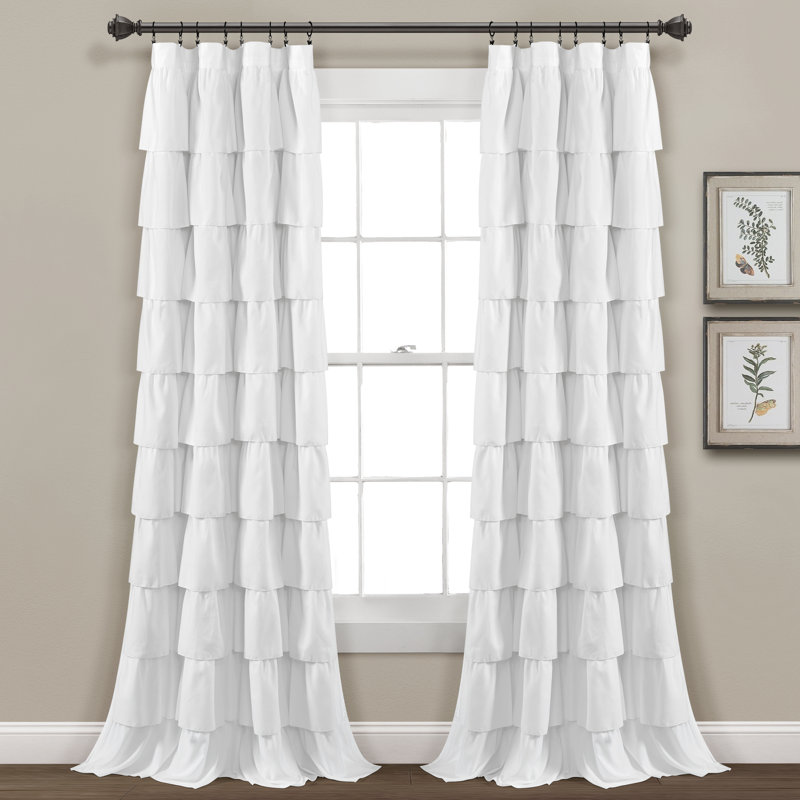 Semi Sheer Curtain Single Panel, White, 50" W x 84" L
