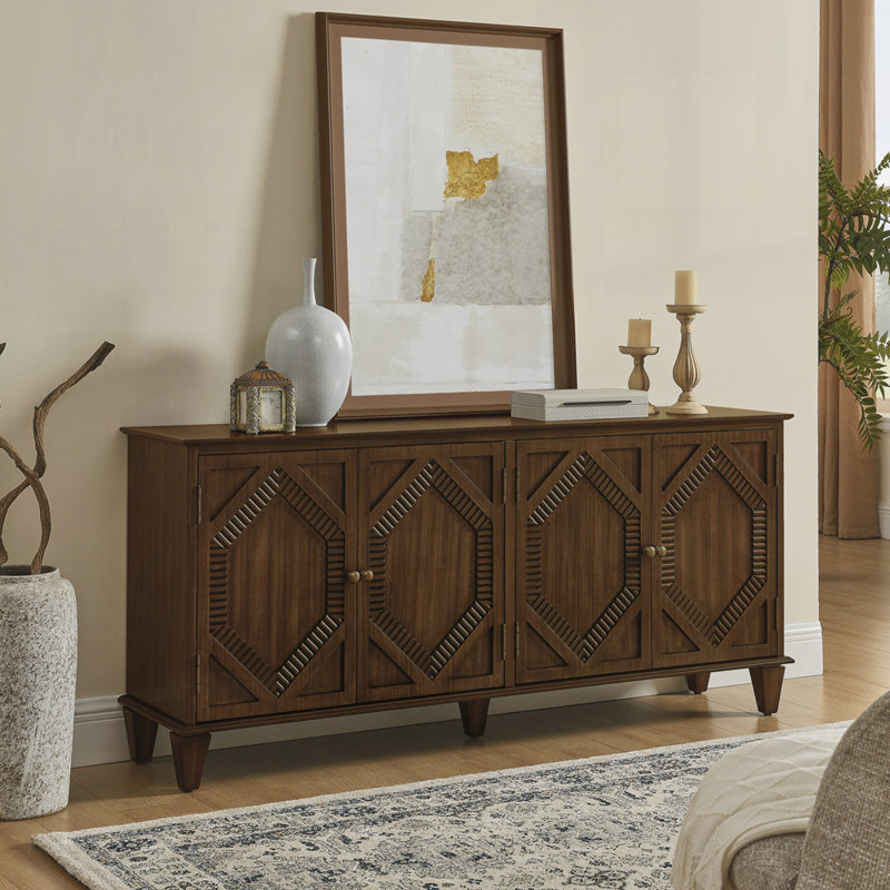 65.2" Modern Sideboard Buffet Cabinet With Storage, Walnut