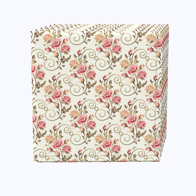 Cotton Twill Floral Square Napkin