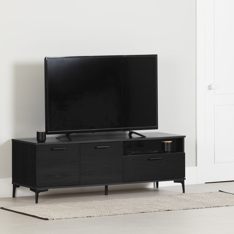 Musano 60" TV Stand With Doors And Drawer, Matte Black