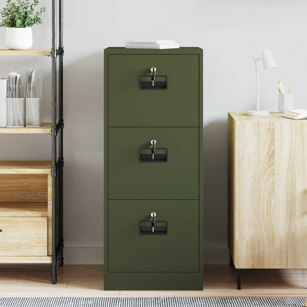 File Cabinet With Drawer With Shelf Geometric Cold-Rolled Steel Modern