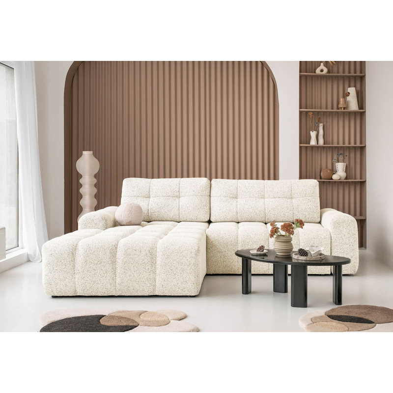 Sofa Bed, 94cm H x 268cm W x 184cm D, Left -sided, Beige