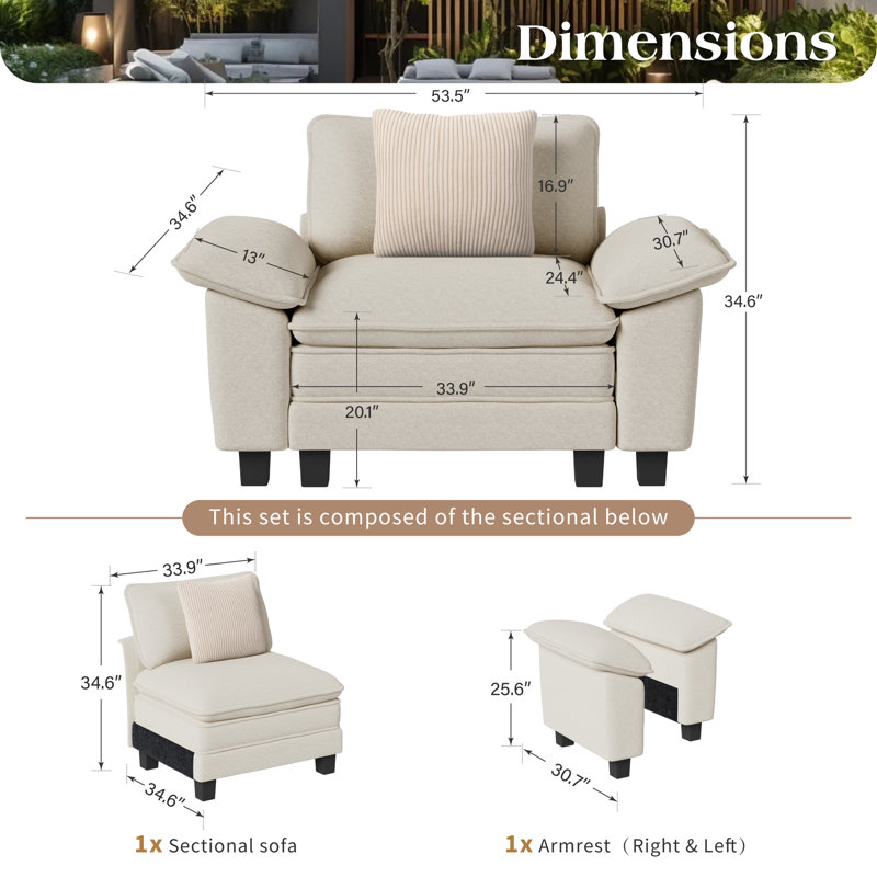 Upholstered Accent Chair, Ivory Chenille