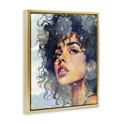 «In Her Eyes Portrait», art mural sur toile flottant noir, design par Kim Allen