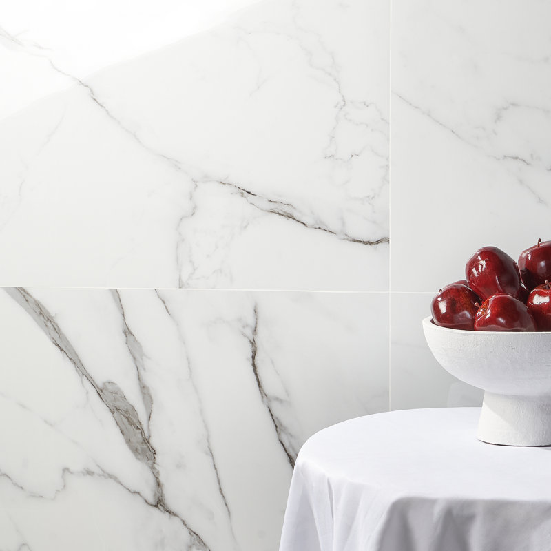 23.62 in. x 47.24 in. Polished Porcelain Floor and Wall Tile (15.5 Sq. Ft. / Case), Statuario Valley