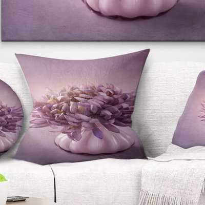 Automne fleur mauve dans un vase - coussin à imprimé floral