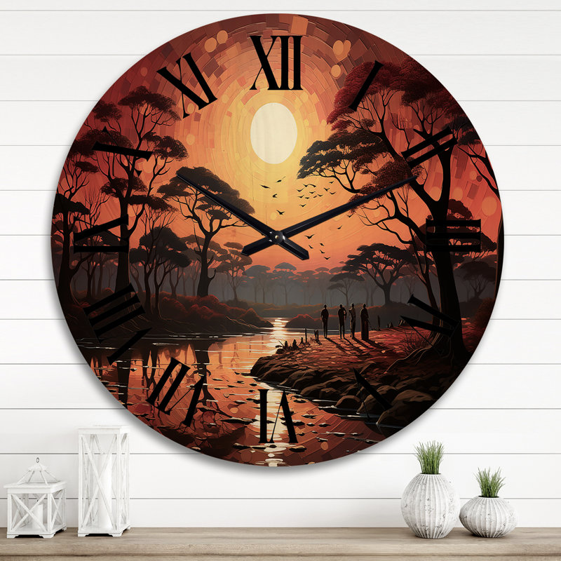 Horloge murale en bois massif Prestynne, Très grand