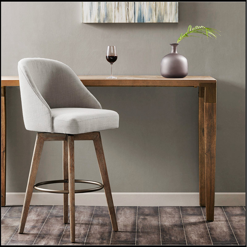 Tabouret de bar pivotant confortable avec pieds en bois durables et conception ergonomique pour les cuisines et les bars modernes