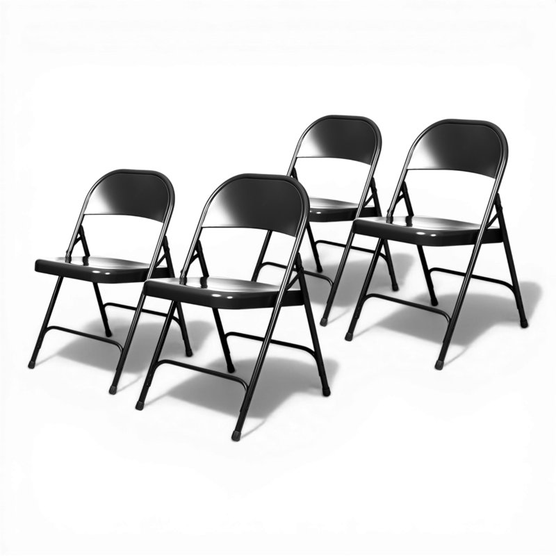 Bernadine Metal Round-Backed Folding Chair, Black