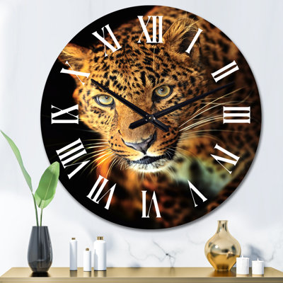 Portrait d'un léopard - horloge murale traditionnelle