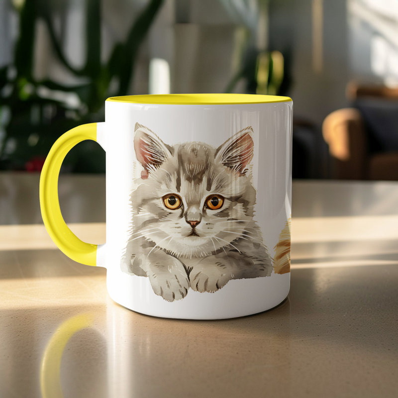 Ceramic Coffee Mug, 3, Yellow